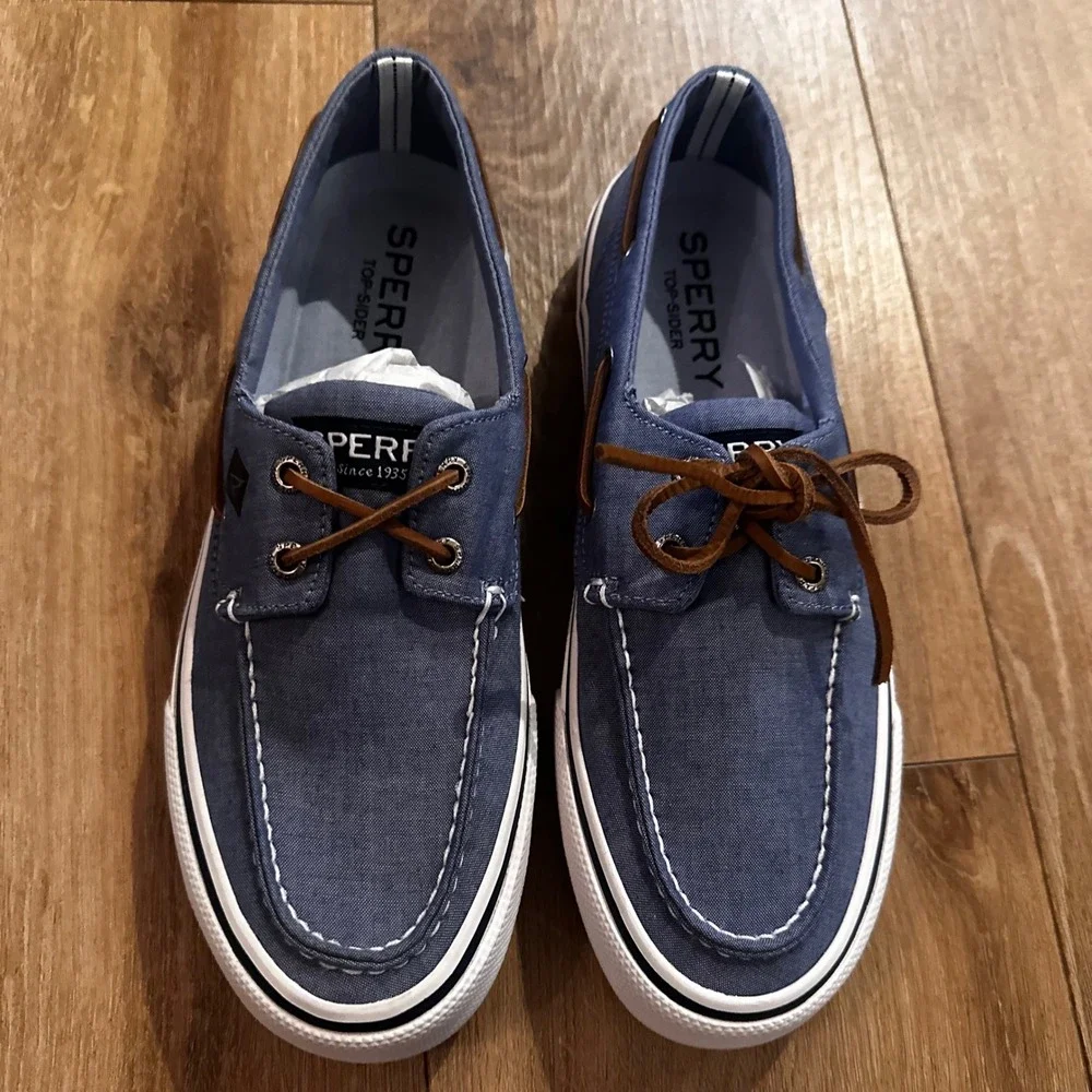 Sperry Top-Sider Bahama II Mens Blue Canvas Boat Shoes STS19247 Size 8
